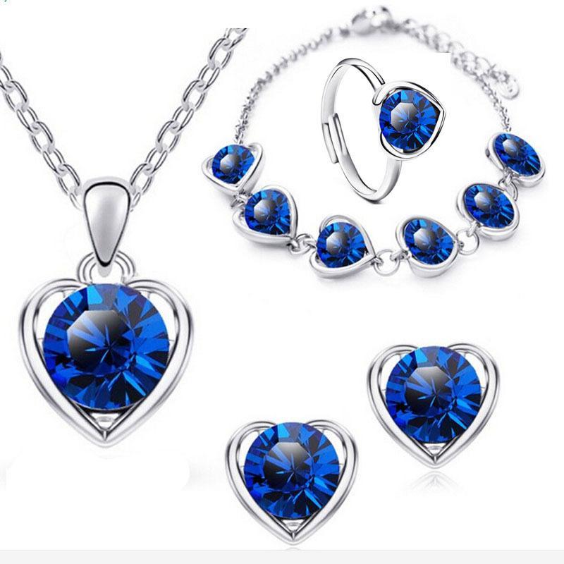 4 pcs heart jewellery set