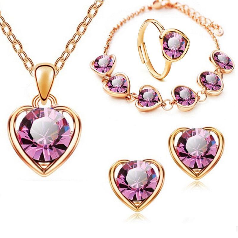 4 pcs heart jewellery set