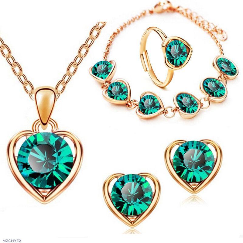 4 pcs heart jewellery set
