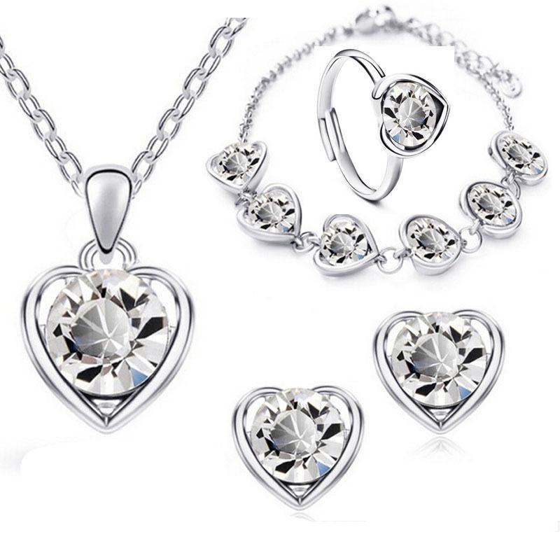 4 pcs heart jewellery set