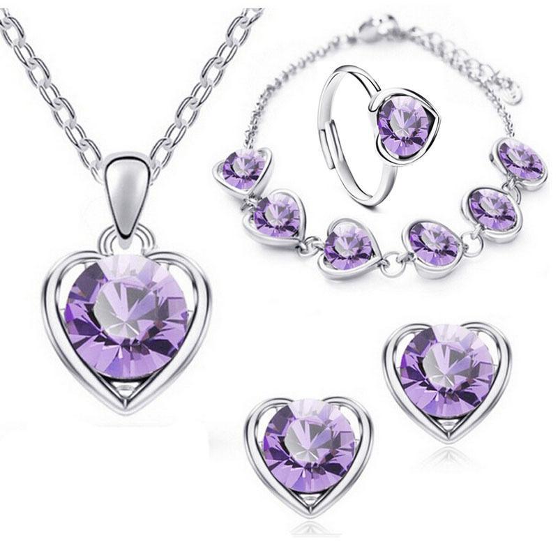 4 pcs heart jewellery set
