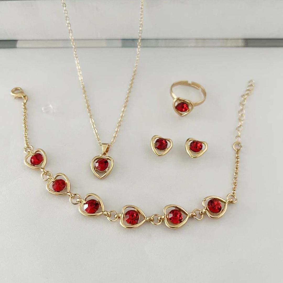 4 pcs heart jewellery set