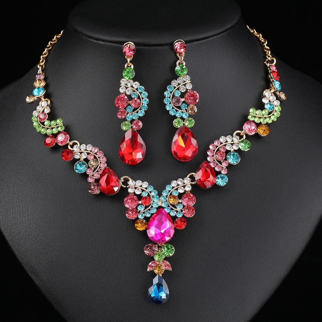 2 pcs Rhinstone bridal set