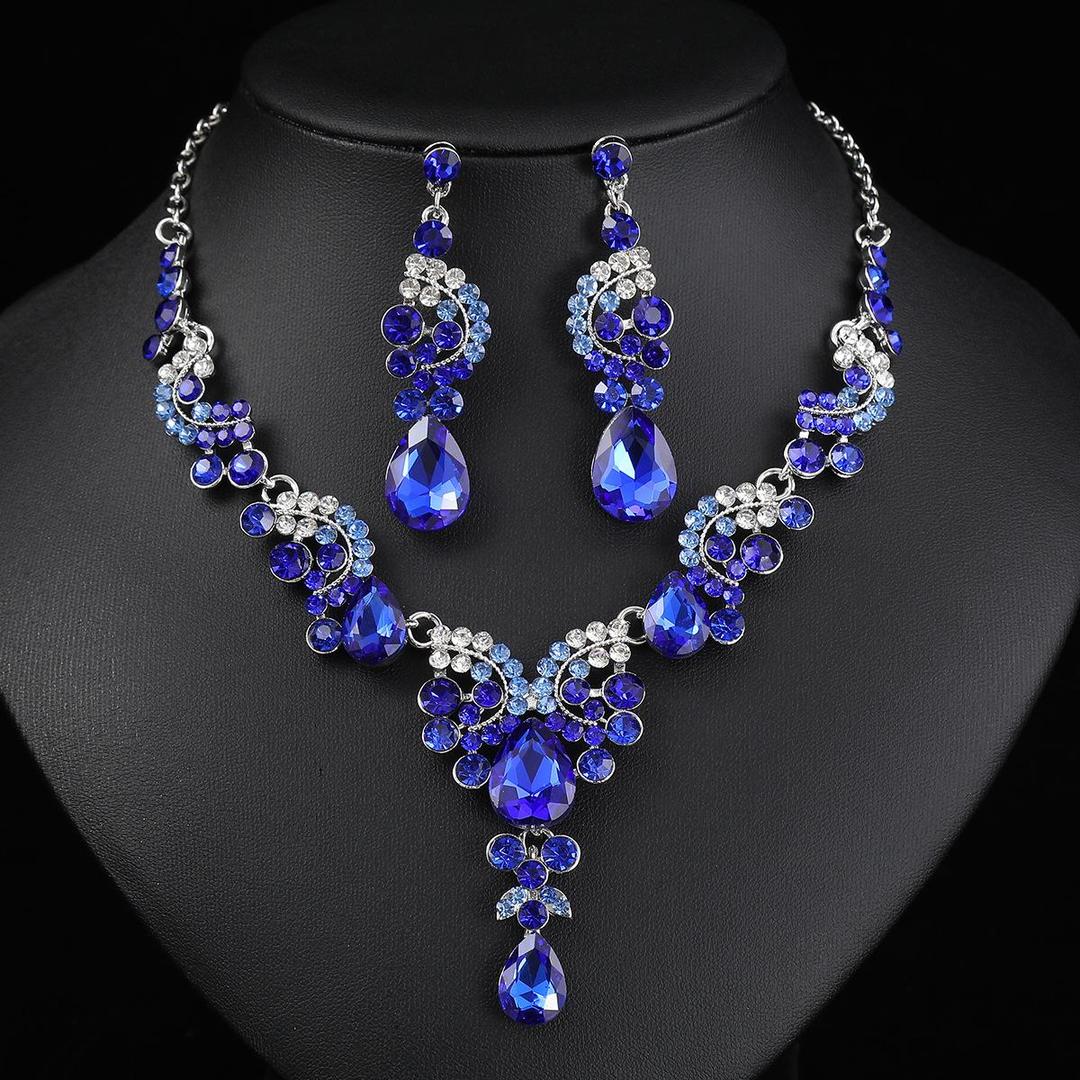 2 pcs Rhinstone bridal set