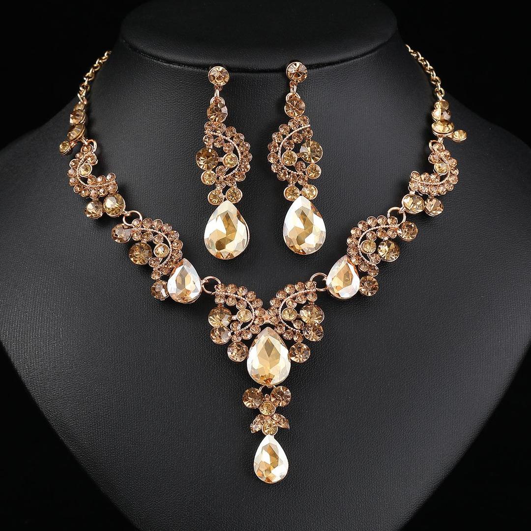 2 pcs Rhinstone bridal set