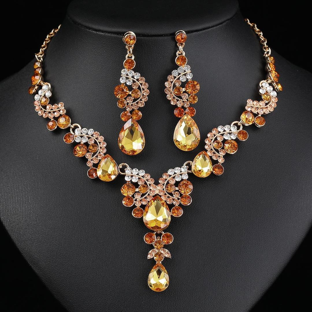 2 pcs Rhinstone bridal set
