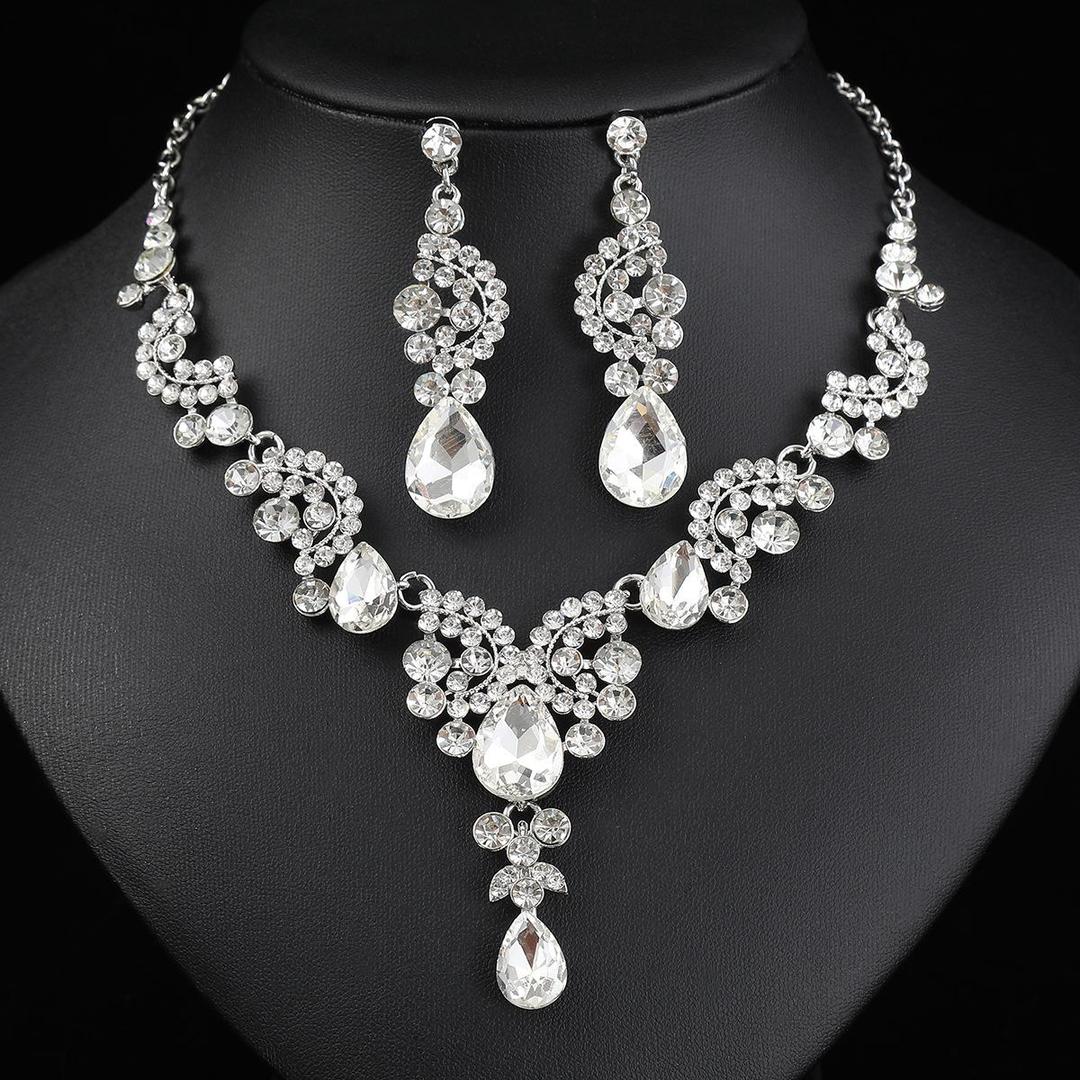 2 pcs Rhinstone bridal set