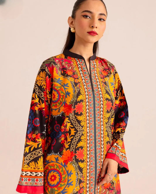 Vibrant Floral Fiesta - Winter Crepe Printed 2-Piece Suit for Women