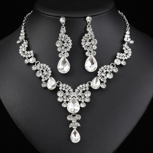 2 pcs Rhinstone bridal set