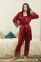 Lace Detailed 6-Piece Satin Nightgown Dressing Gown Nighty Set